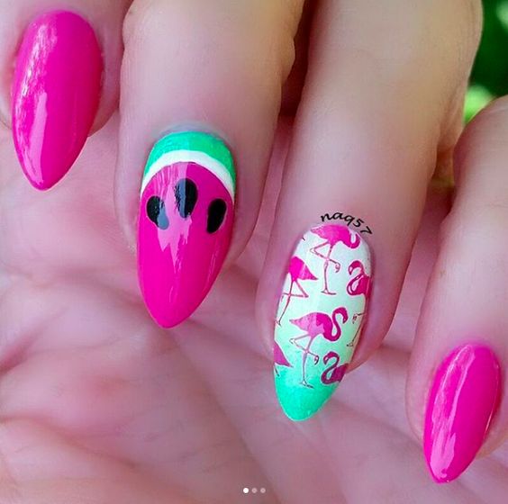 paznokcie flamingi