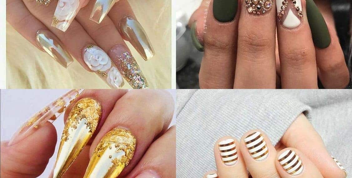 Złote paznokcie – 16 połyskliwych wzorów