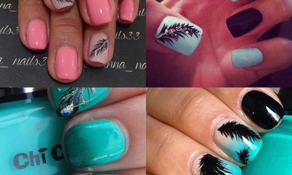 manicure z piórkiem